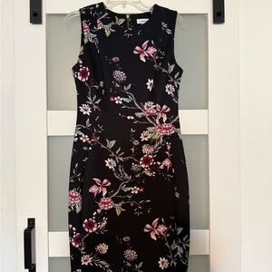Calvin Klein Black Pink Floral Sheath Dress